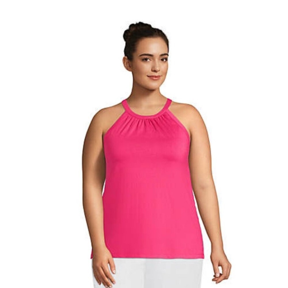 Lands' End Plus Women's Halter Pink Tank Top2X